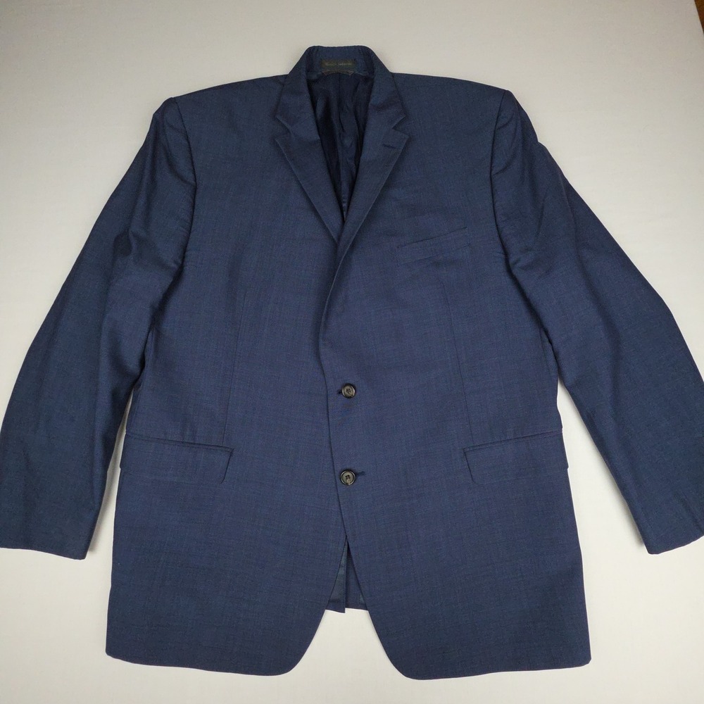 Lauren Ralph Lauren 100% Wool 2 Button Blazer Sport Coat Mens 48R Blue Solid